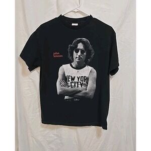 Vintage John Lennon Beatles 90s Double Sided Live As One T-Shirt Mens Med Black